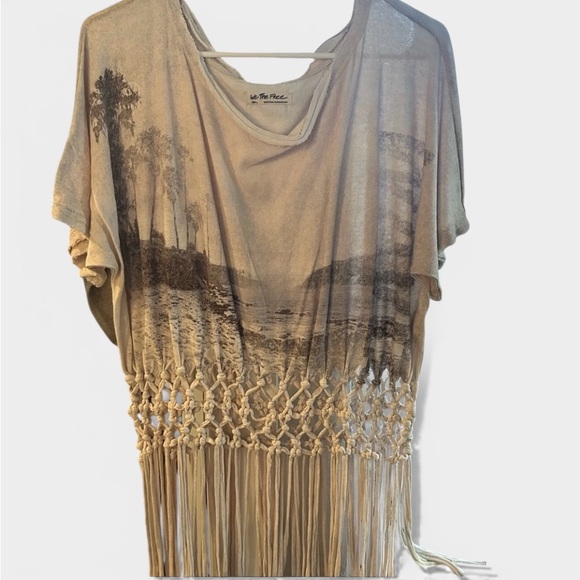 We The Free Tops - We the Free Beach Dreamin Macrame Fringe Top